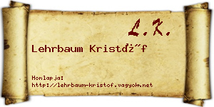 Lehrbaum Kristóf névjegykártya
